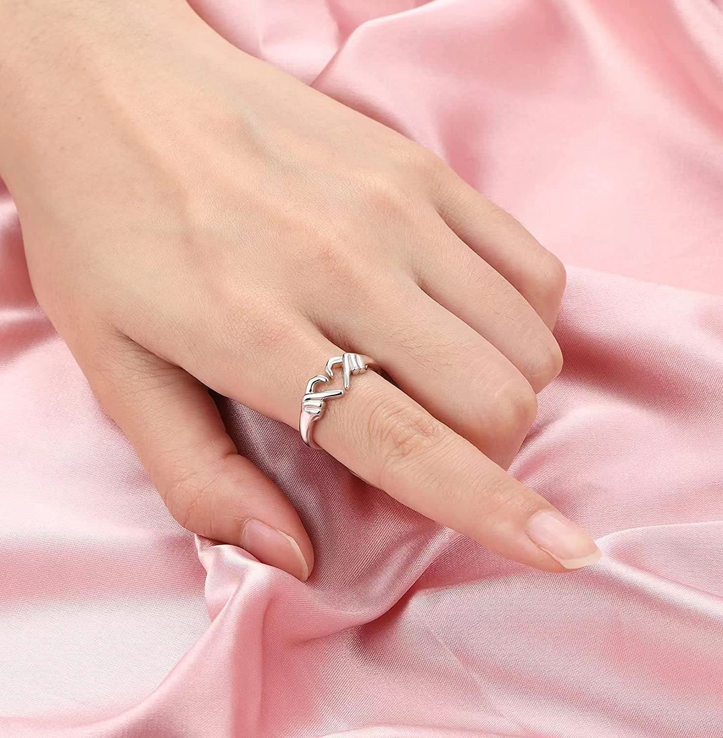 Titanium Steel Love Gesture Adjustable Ring