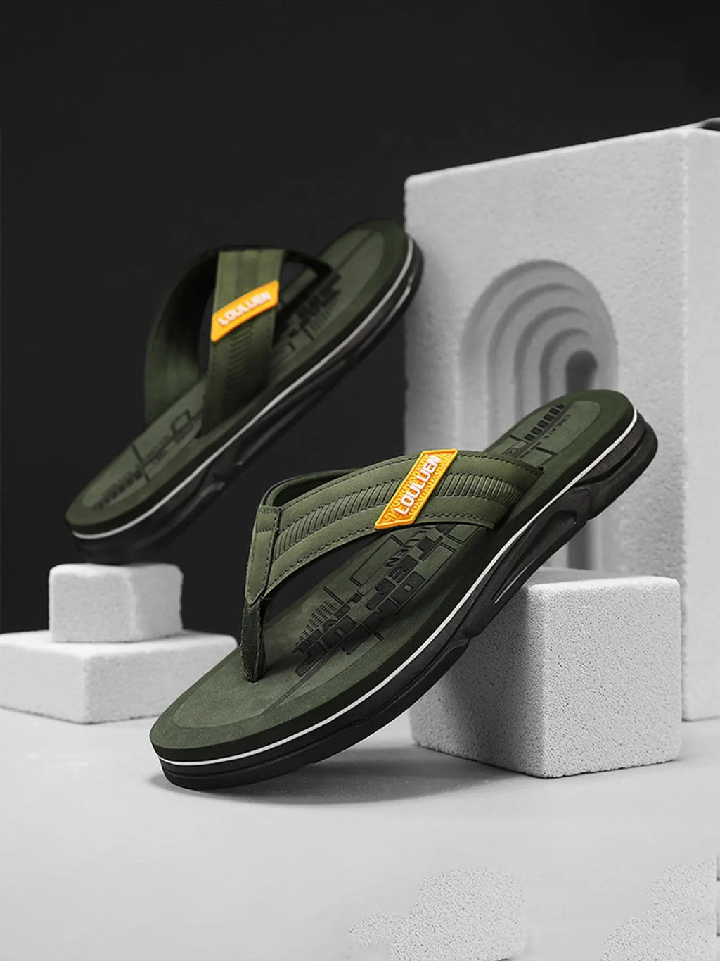 Men's Cushioned Wide-Strap Flip Flops