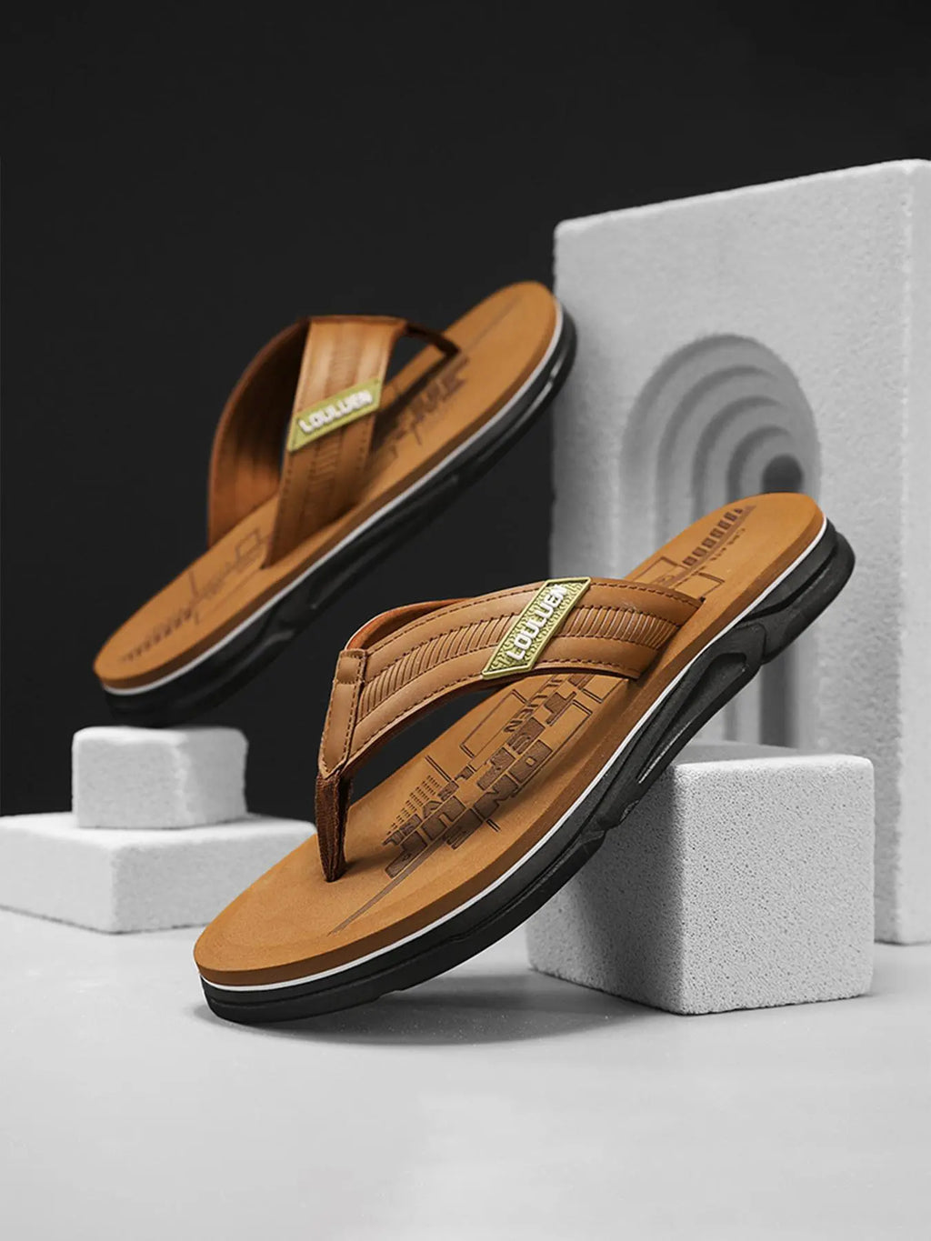 Men's Cushioned Wide-Strap Flip Flops