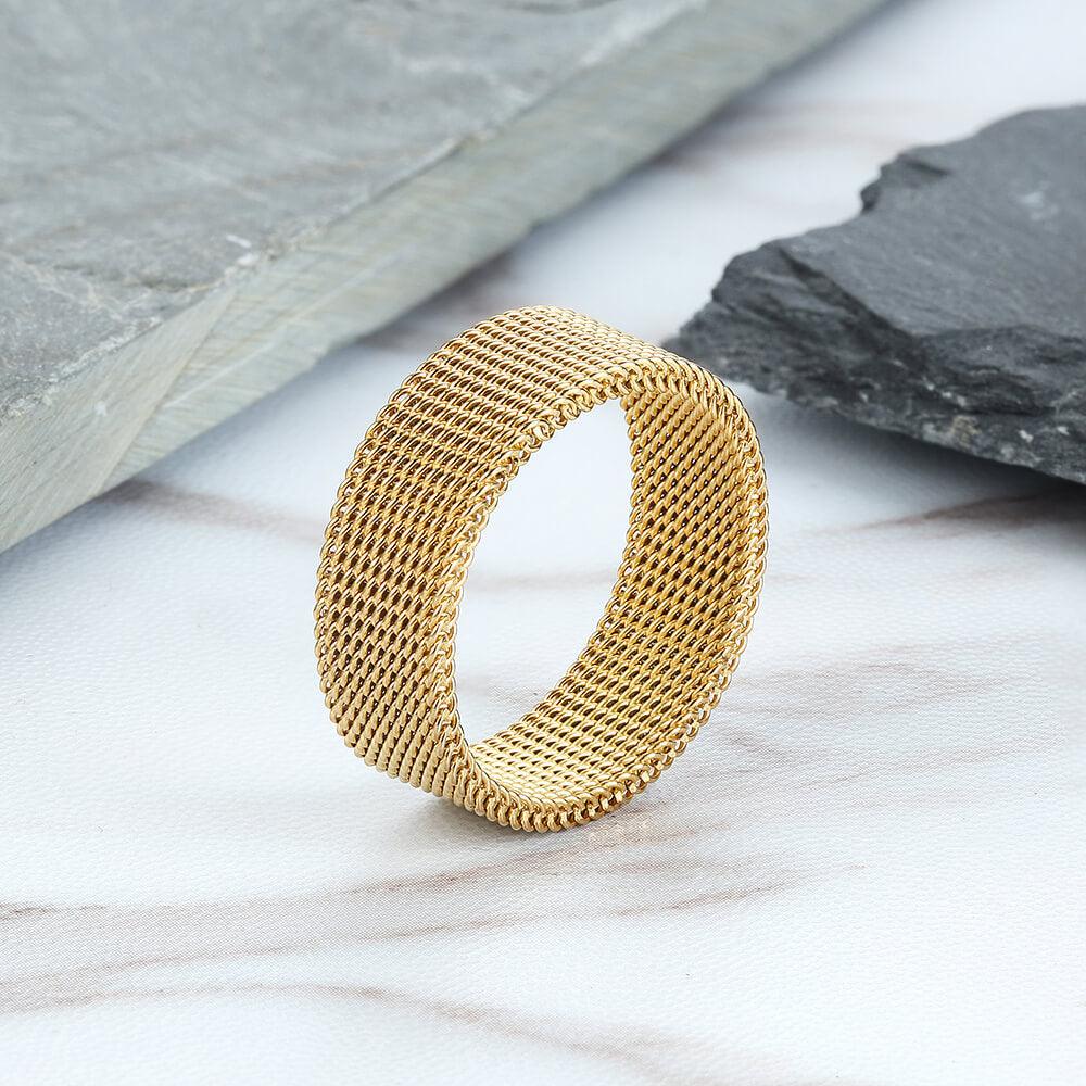Mesh Tricolor Stainless Steel Biker Ring