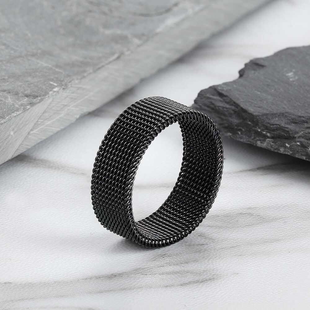 Mesh Tricolor Stainless Steel Biker Ring