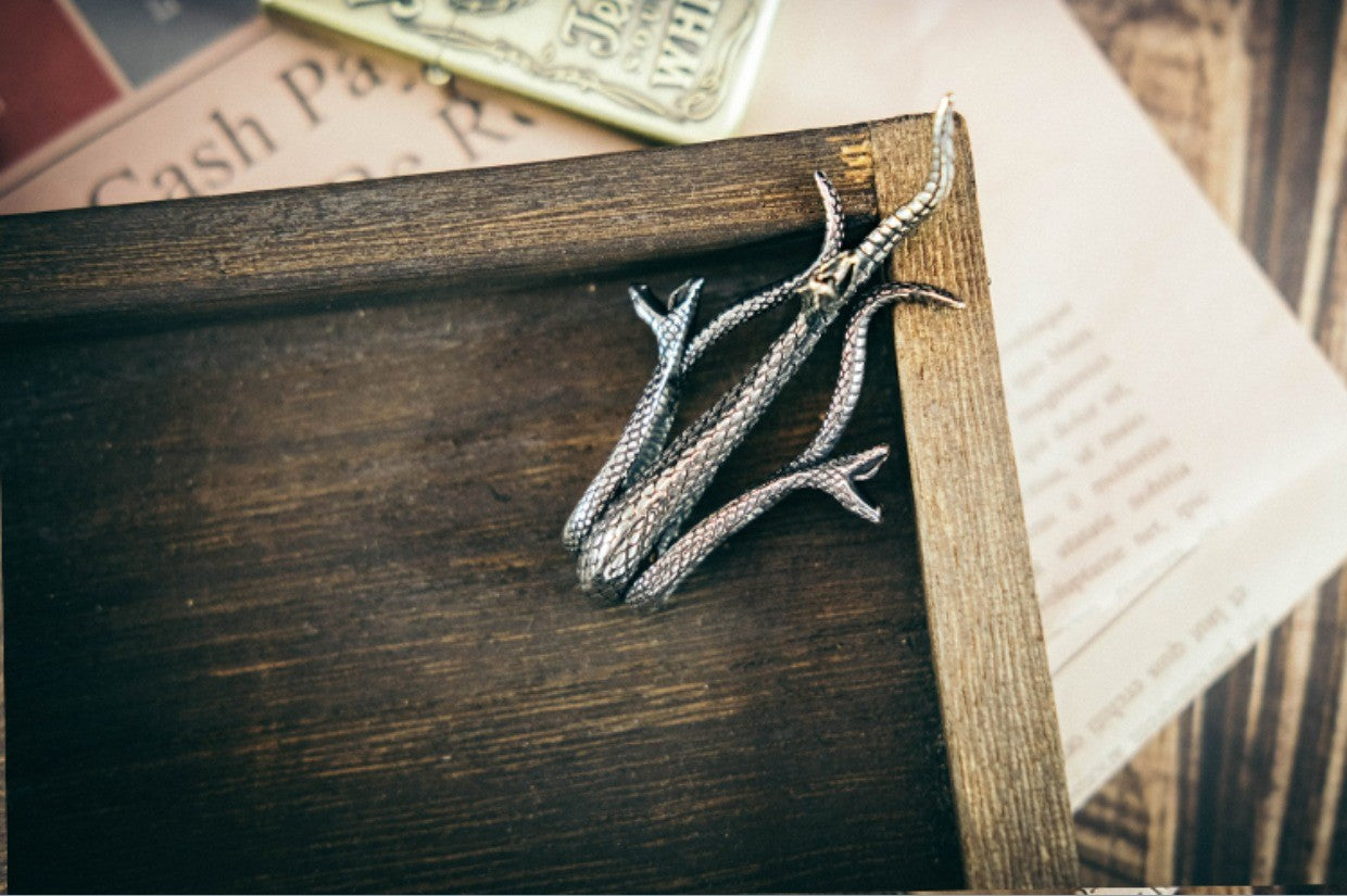 Three-Headed Snake Mamba Long Necklace