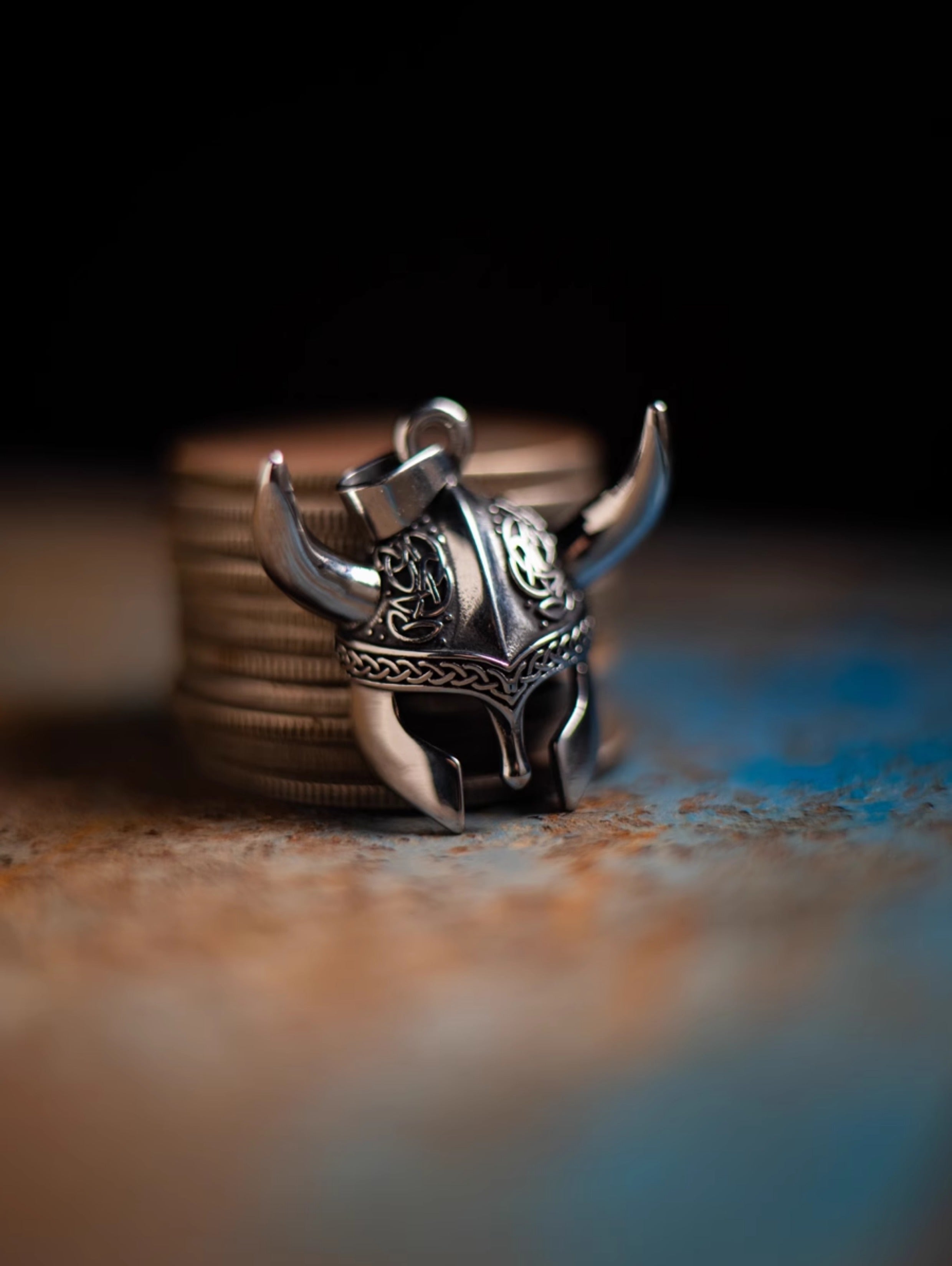 Vintage Warrior Helmet Pendant Necklace