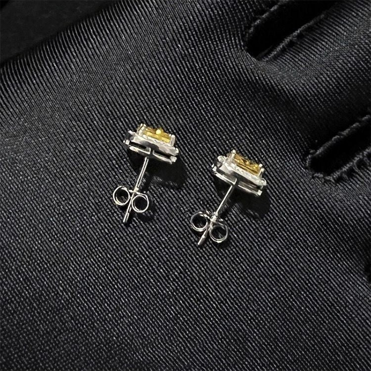 square diamond stud earrings
