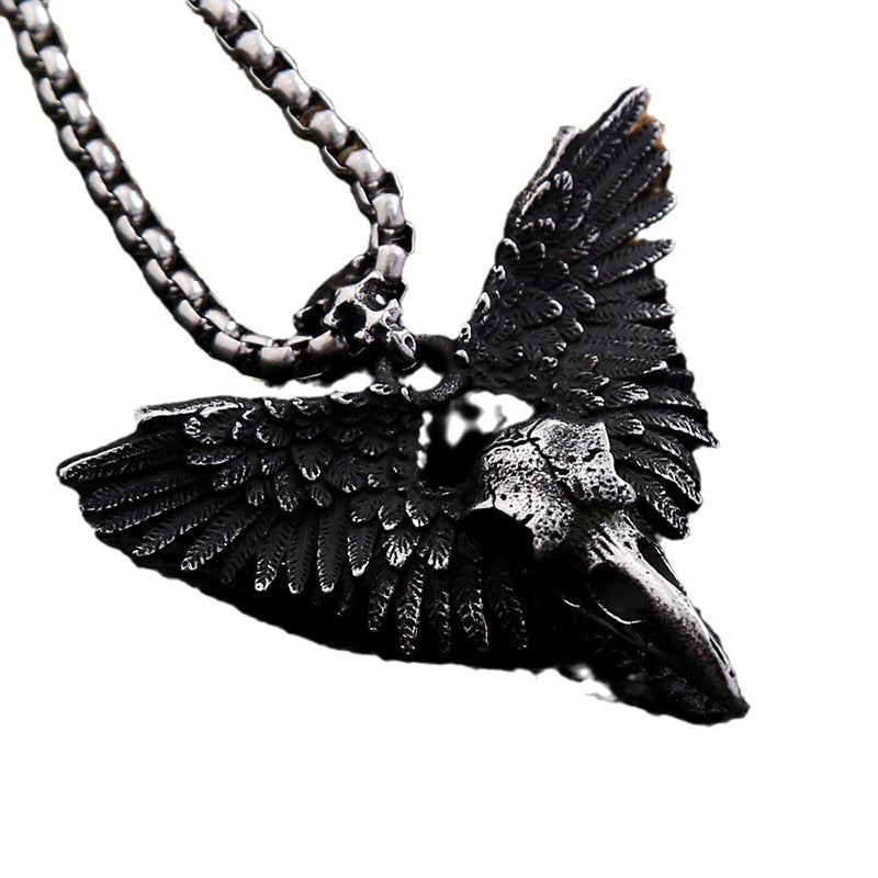 Viking Raven Skull Necklace