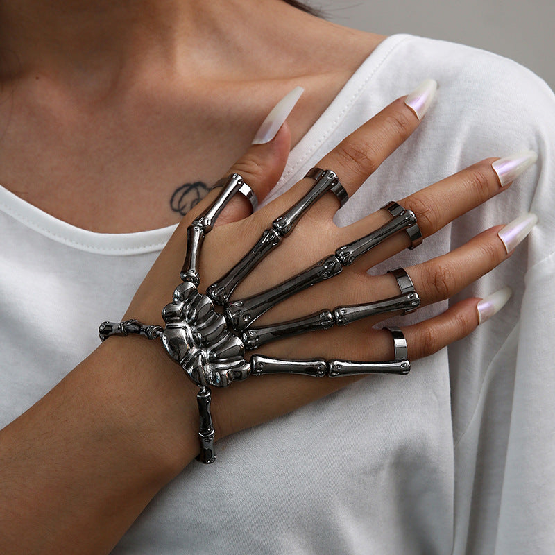 Punk skull hand bone bracelet