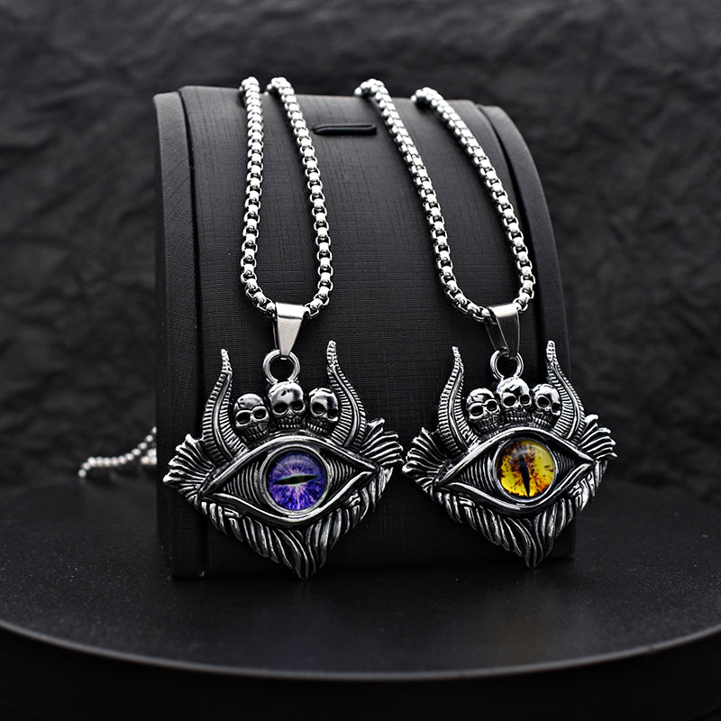 Vintage Evil Eye Skull Necklace