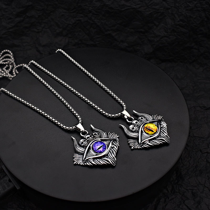 Vintage Evil Eye Skull Necklace
