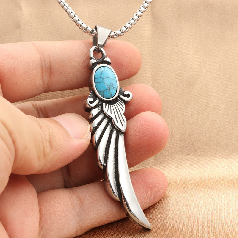 "Angel Wings" Turquoise Wing Pendant Necklace