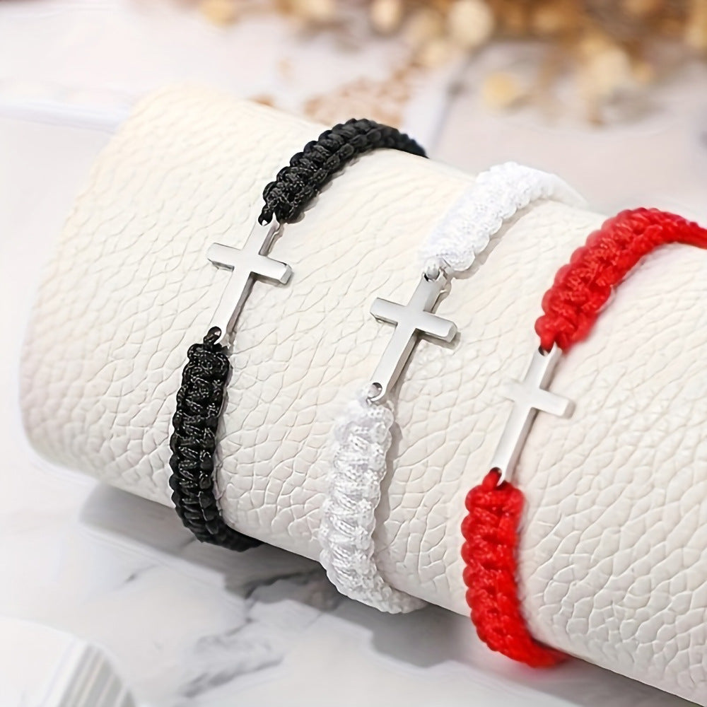 Braided Rope Cross Bracelet