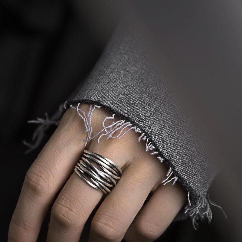 Irregular Lines Multilayer Winding Ring