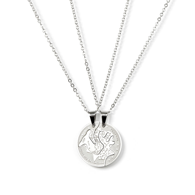 Deer puzzle couple necklace