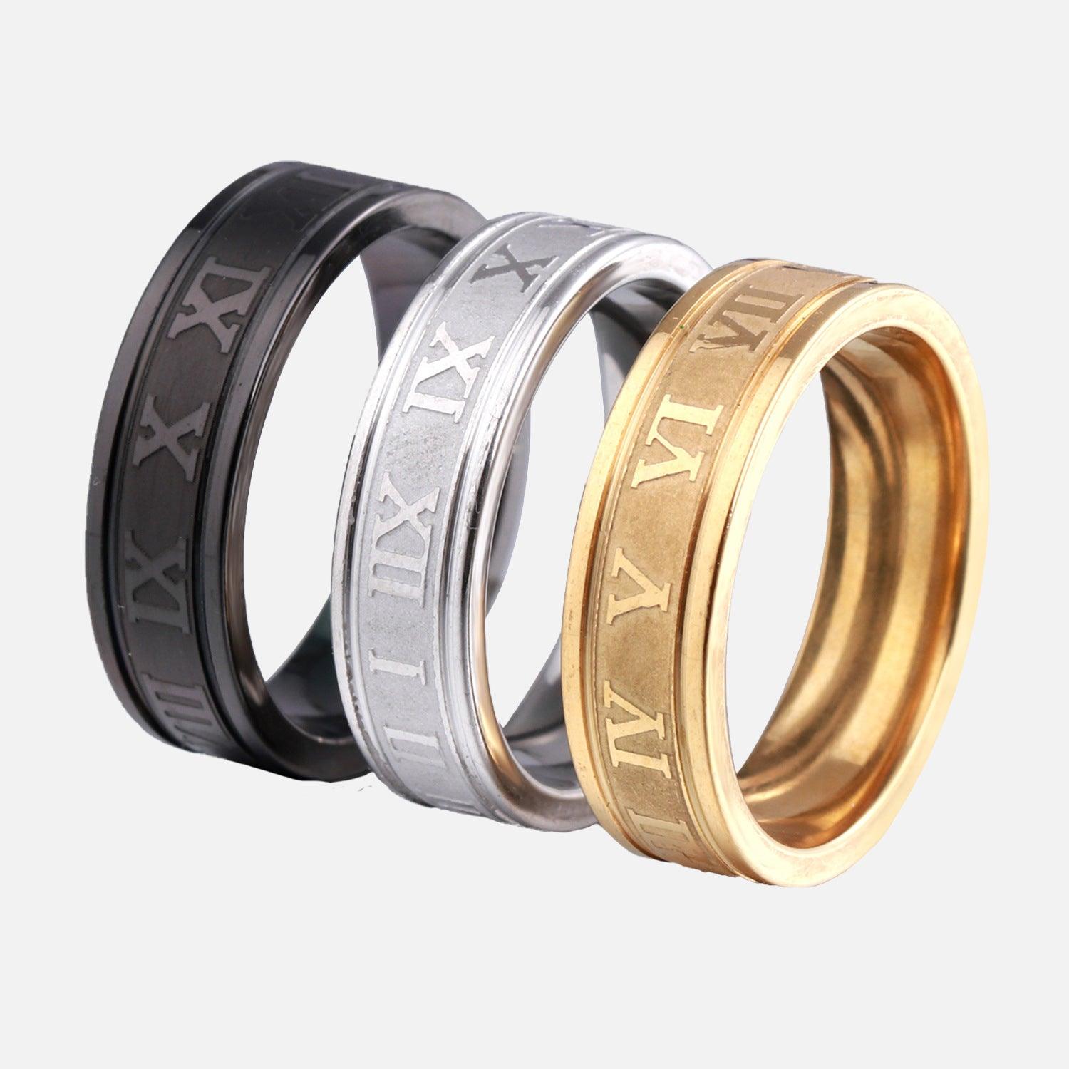 Roman Numeral Stainless Steel Ring