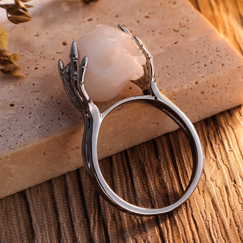 Pearl skull ring