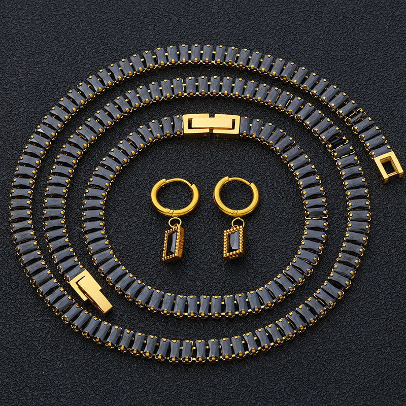 24k gold gemstone bracelet necklace set