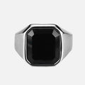 Black Gem Stone Stainless Steel Ring