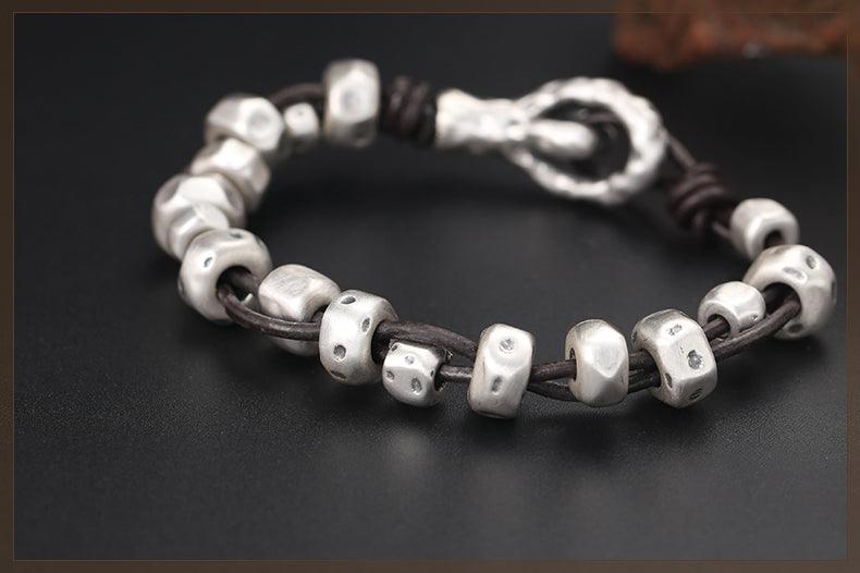 Hand-woven Silver Bead Bracelet