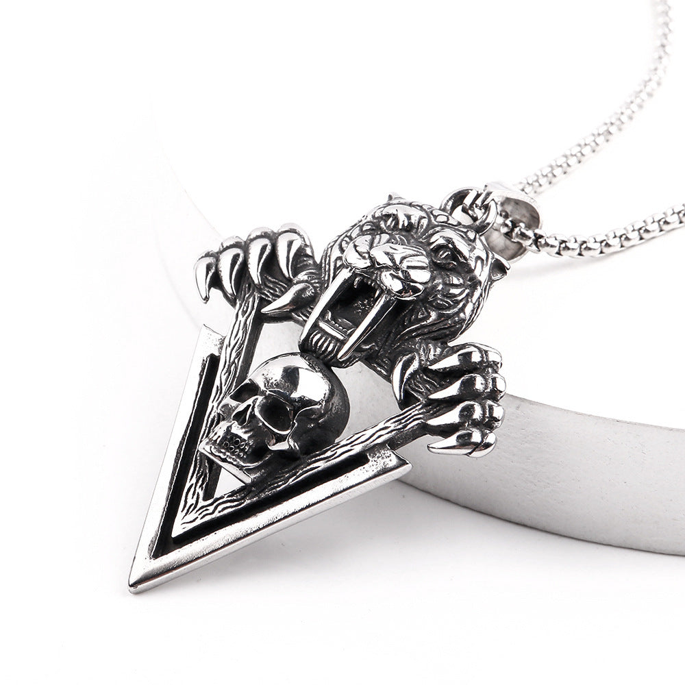 Sabretooth tiger, skull necklace