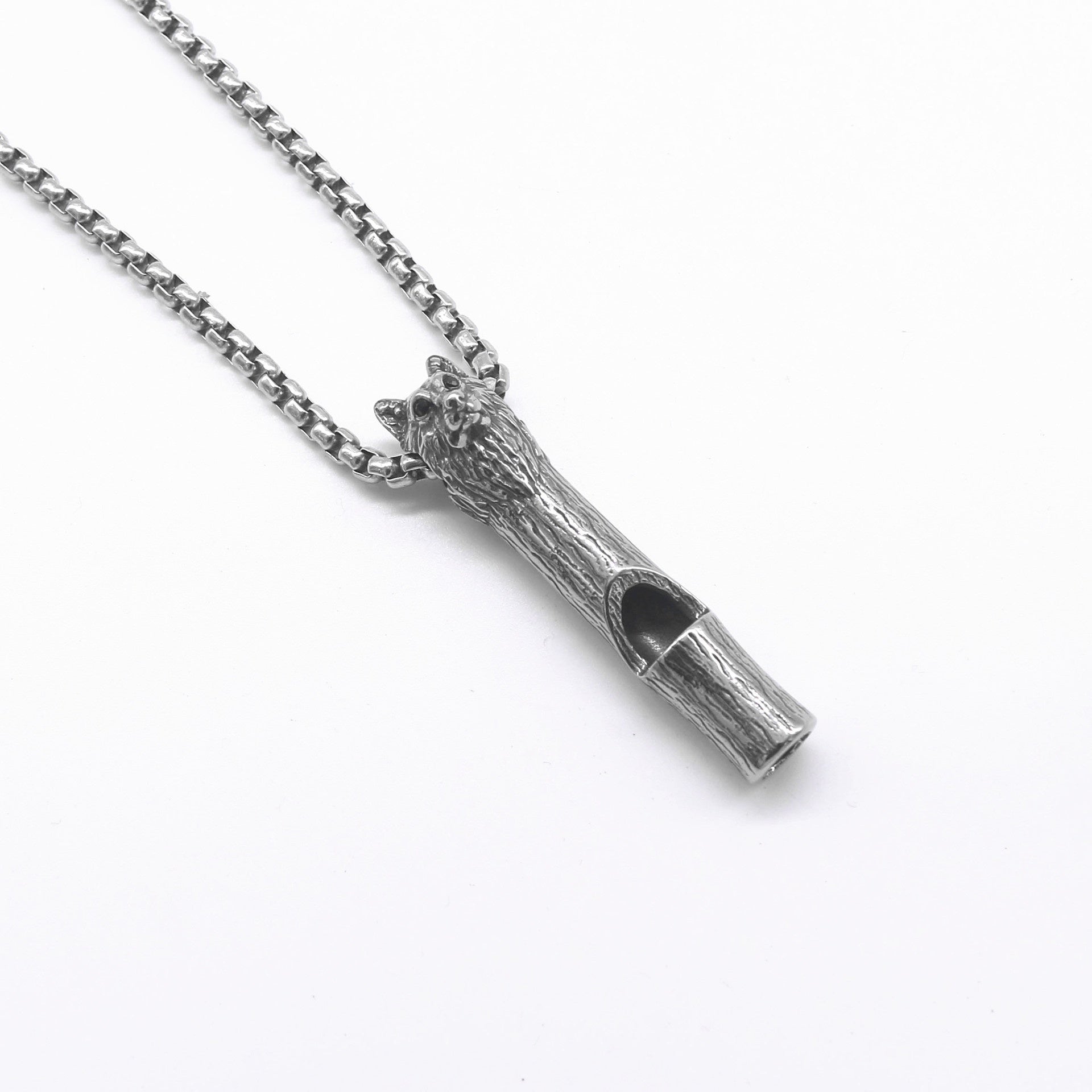 Fenrir wolf head whistle necklace