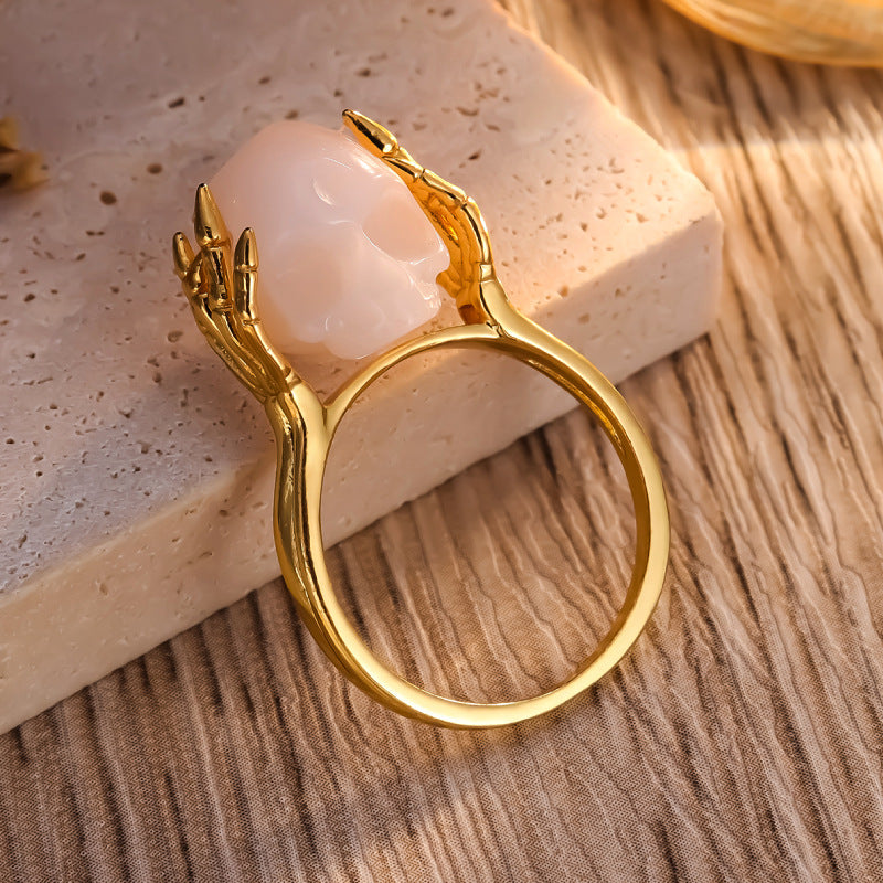 Pearl skull ring
