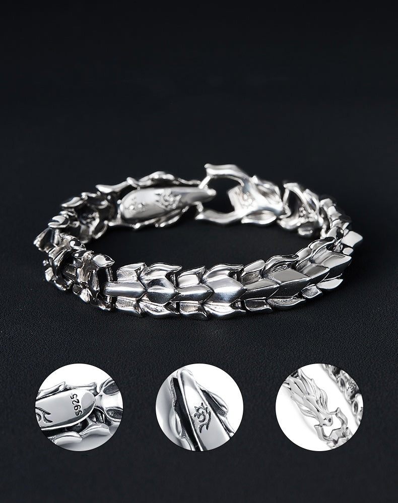Sterling Silver Dragon Bone Bracelet