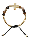Cross gold bead bracelet