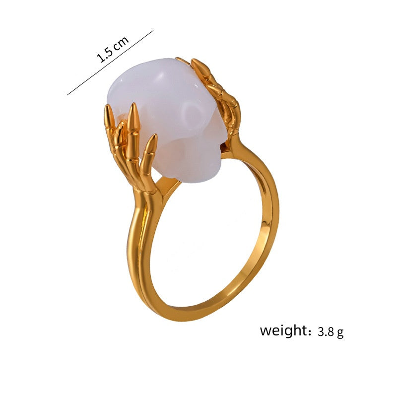 Pearl skull ring