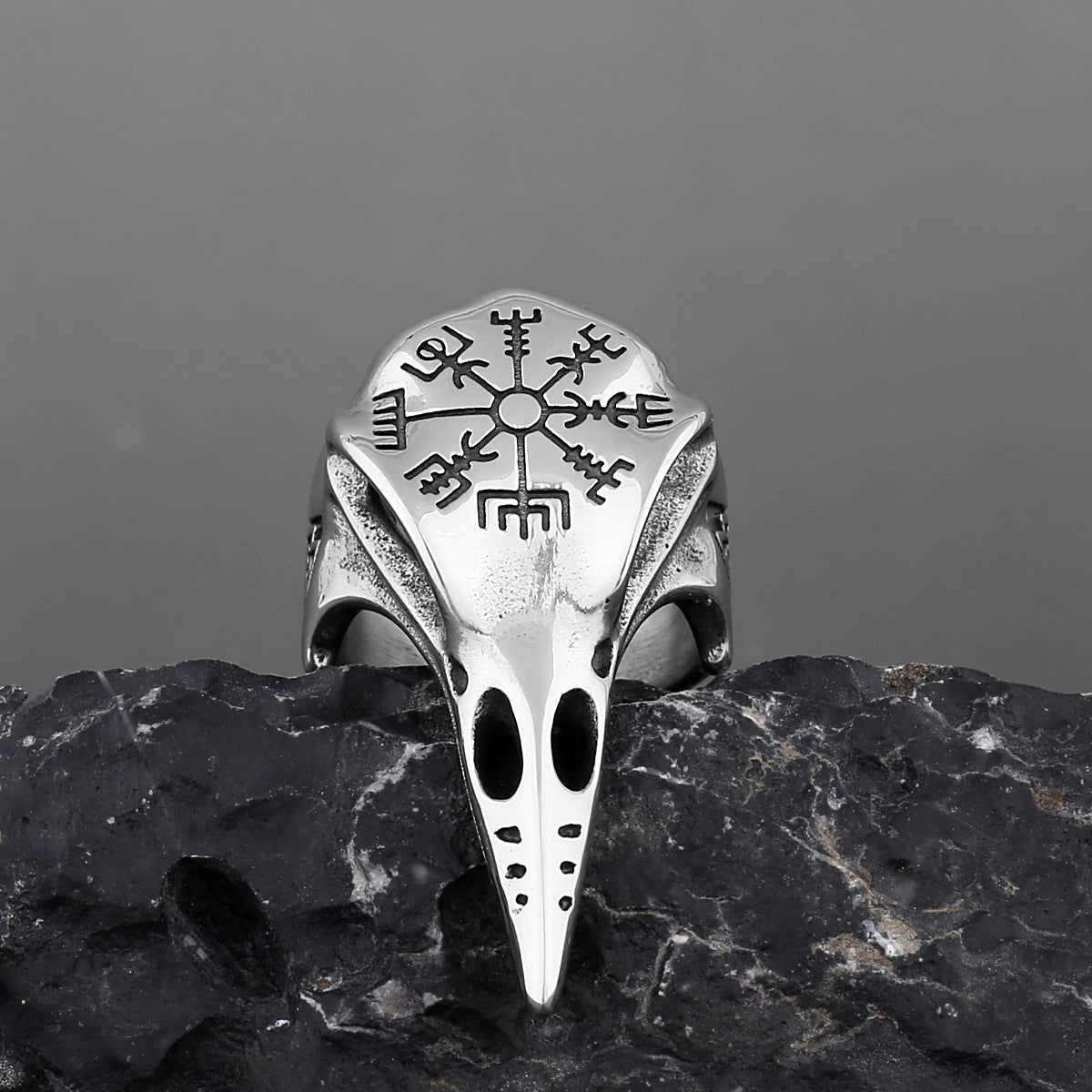 Viking Raven Skull Ring