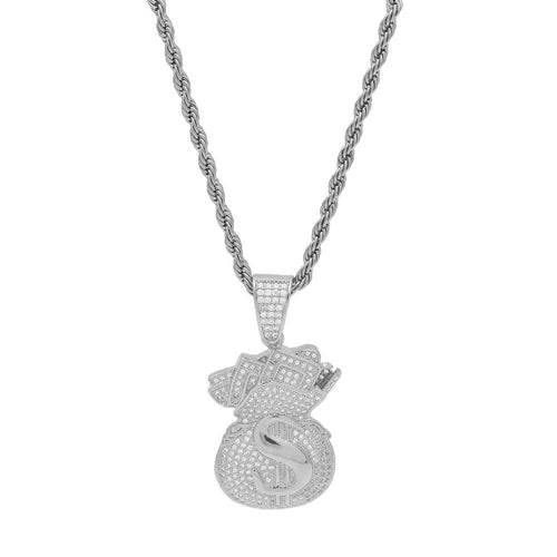 Dollar money bag pendant necklace