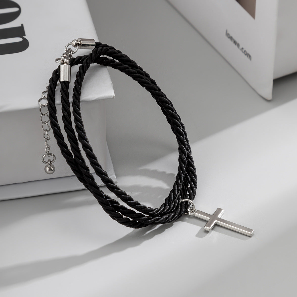 Layered Braided Rope Cross Bracelet