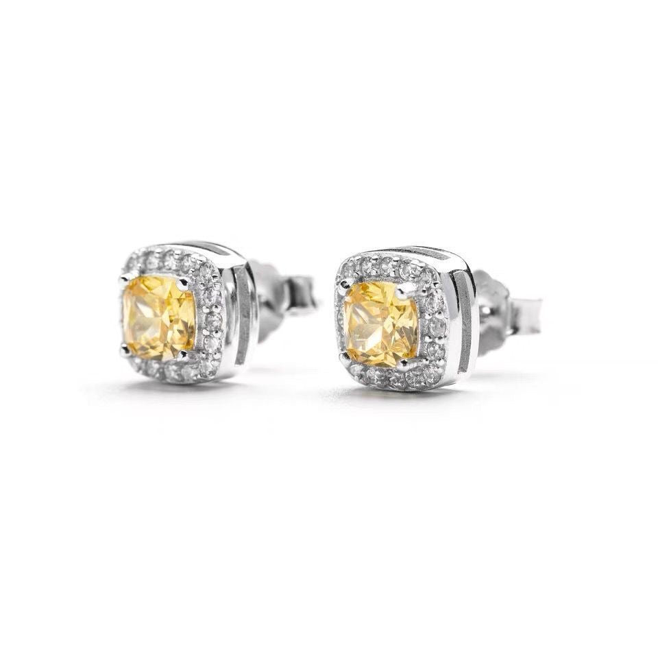square diamond stud earrings