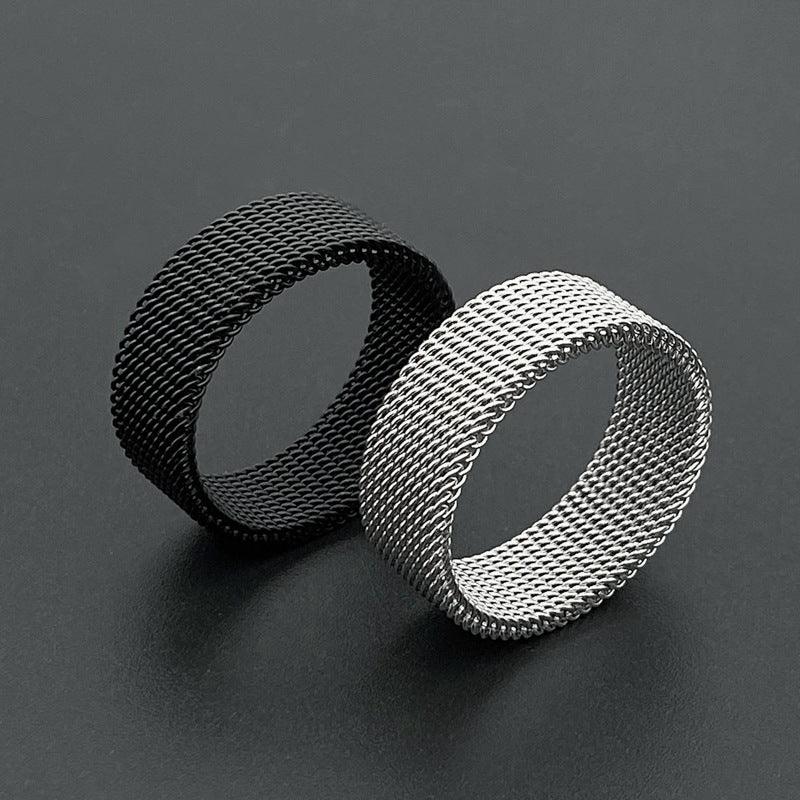 Mesh Tricolor Stainless Steel Biker Ring