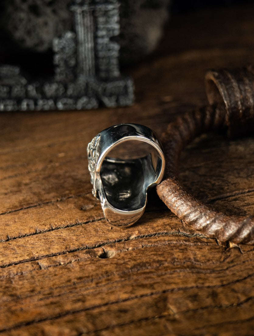 Mandala Flower Skull Ring