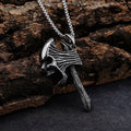 Retro skull axe necklace
