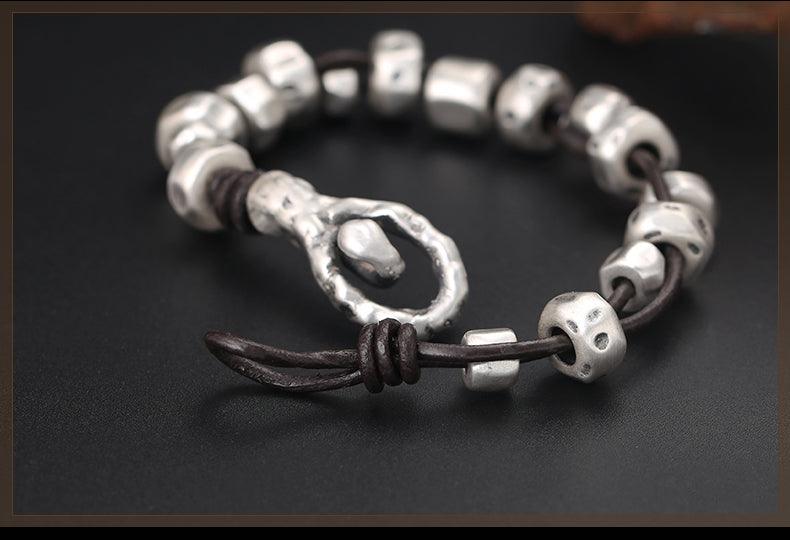 Hand-woven Silver Bead Bracelet