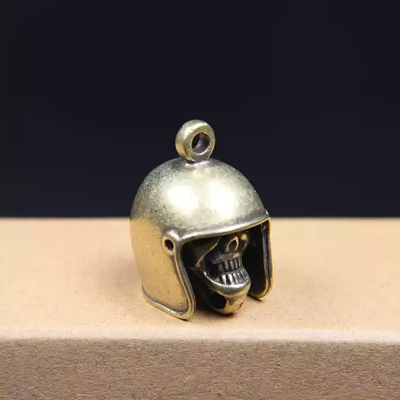 Brass skull helmet bell charm