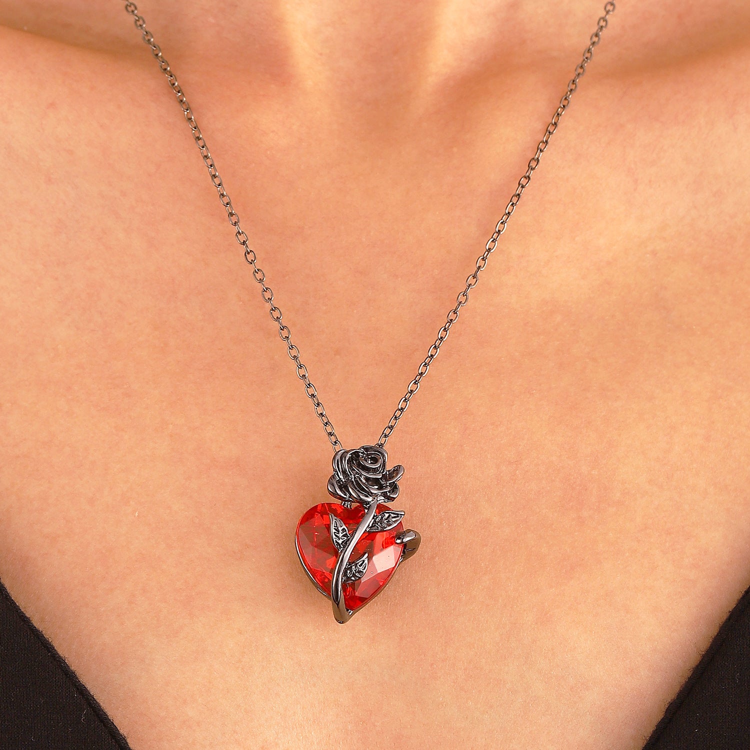 Heart Rose Necklace