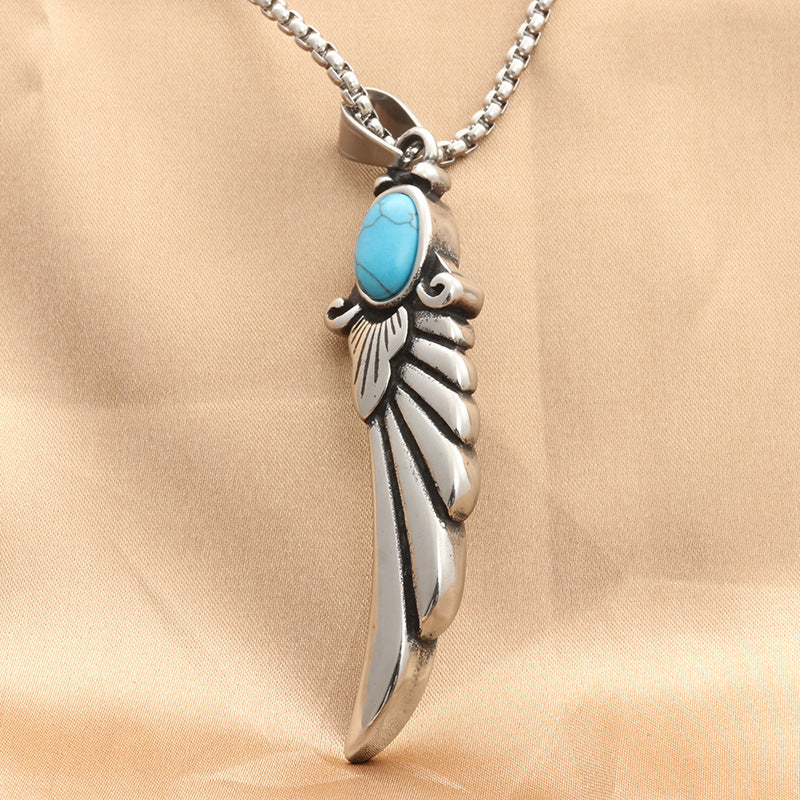 "Angel Wings" Turquoise Wing Pendant Necklace