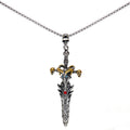 Vintage skull sheep head sword necklace