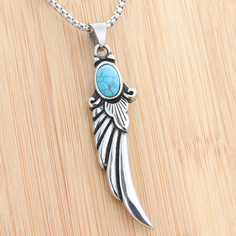 "Angel Wings" Turquoise Wing Pendant Necklace