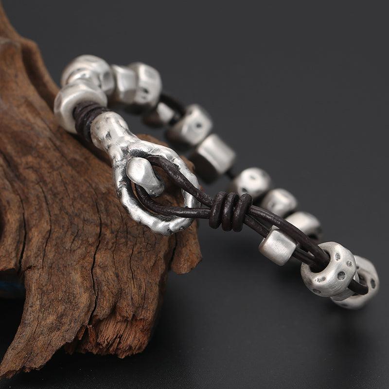 Hand-woven Silver Bead Bracelet