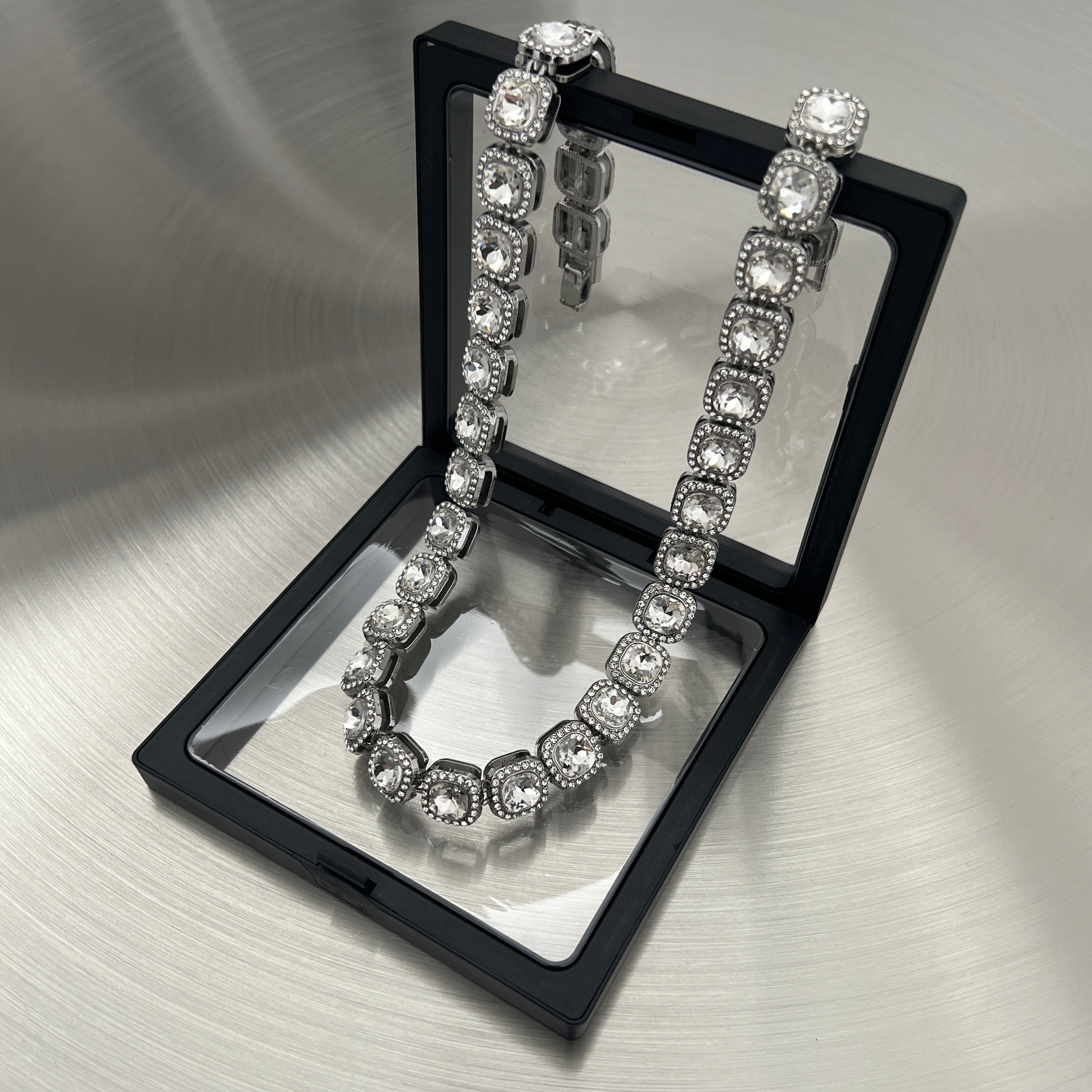 Square gemstone necklace