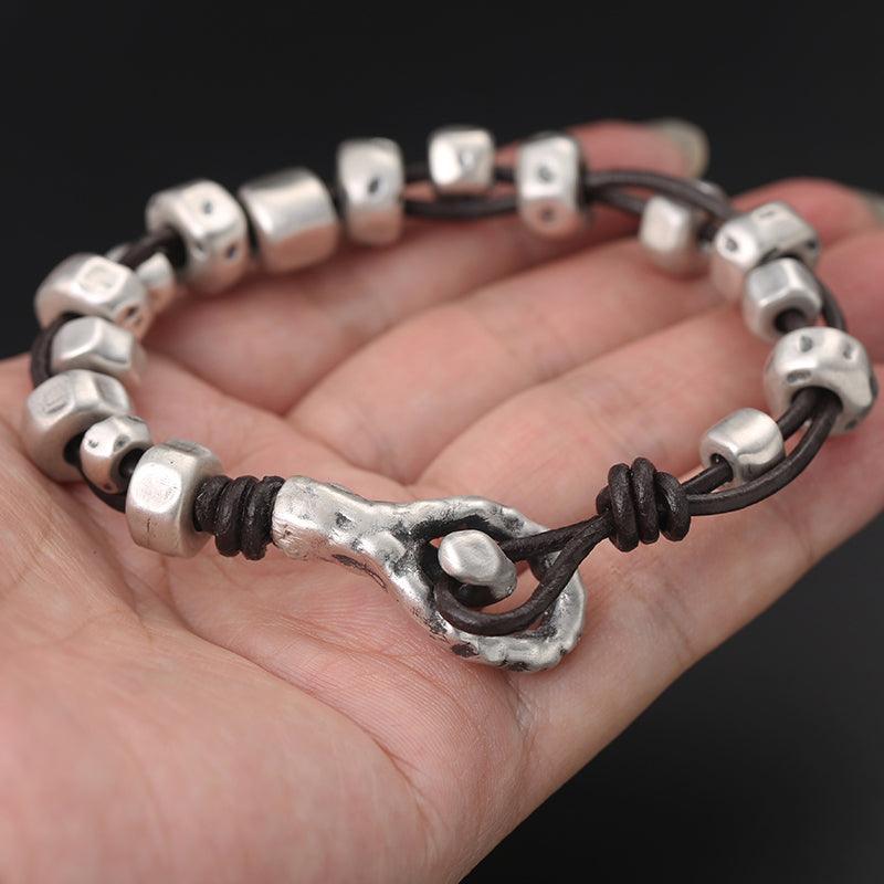 Hand-woven Silver Bead Bracelet