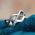 925 Sterling Silver Star Vintage Simple Line Waves Ring