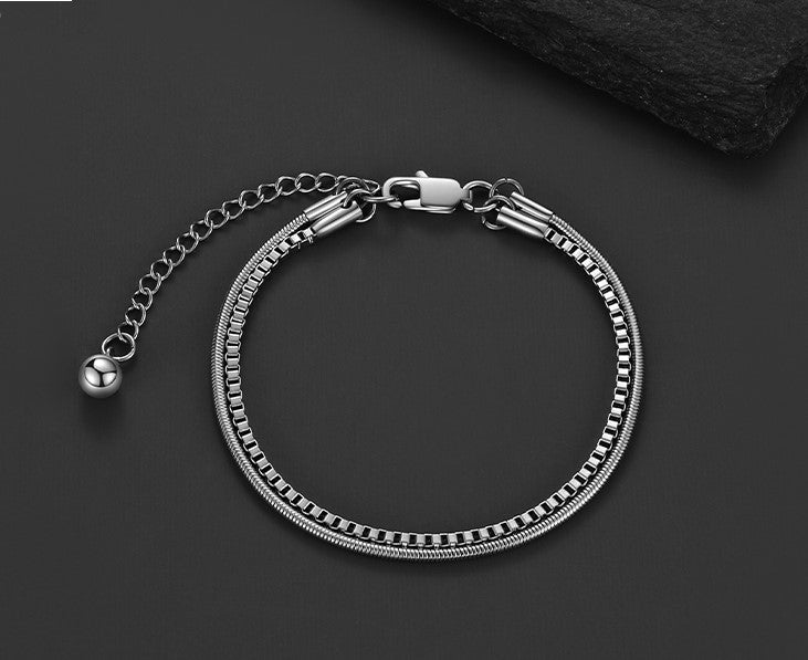 Snake bone double bracelet