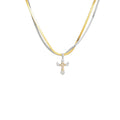 Double layer snake bone cross necklace