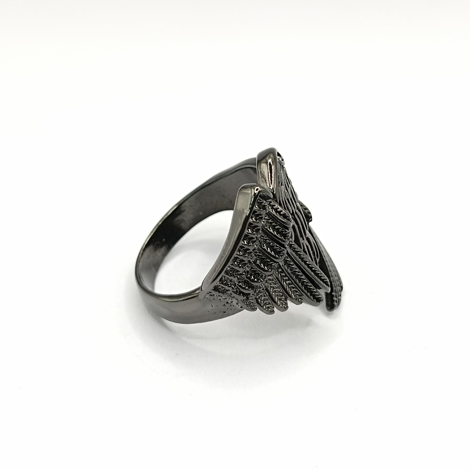 Vintage dark black crow open adjustable ring