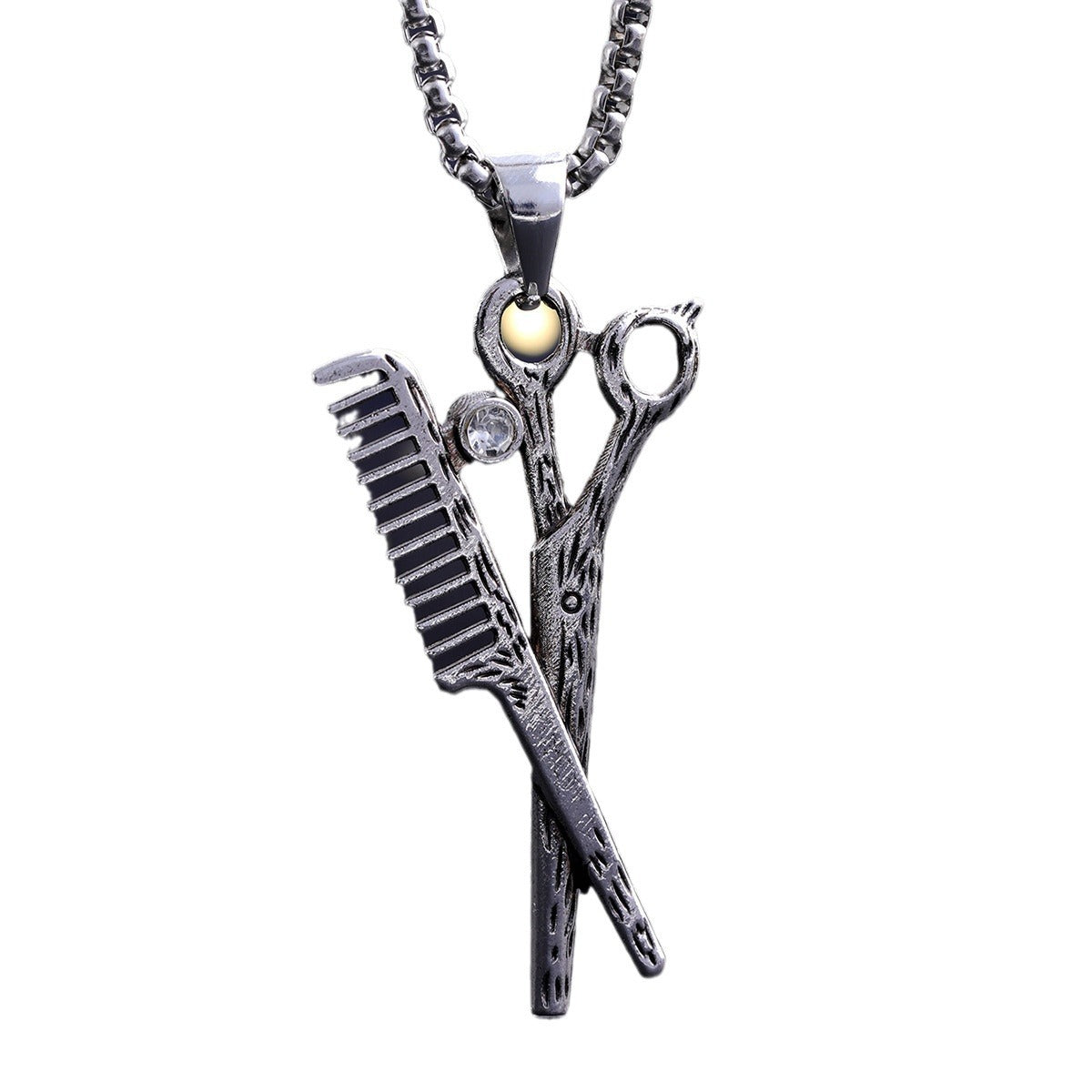 Creative scissors and comb necklace
