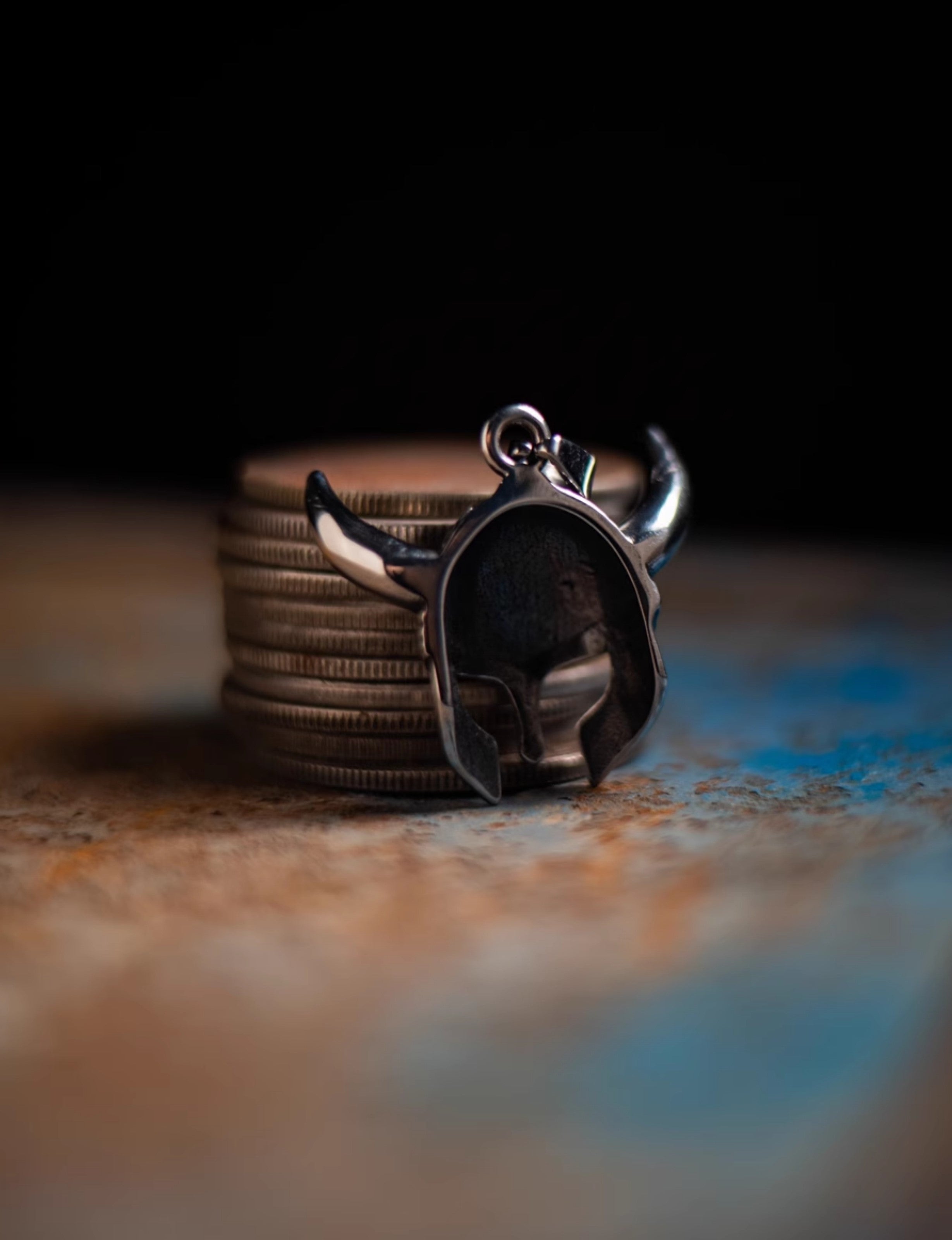 Vintage Warrior Helmet Pendant Necklace