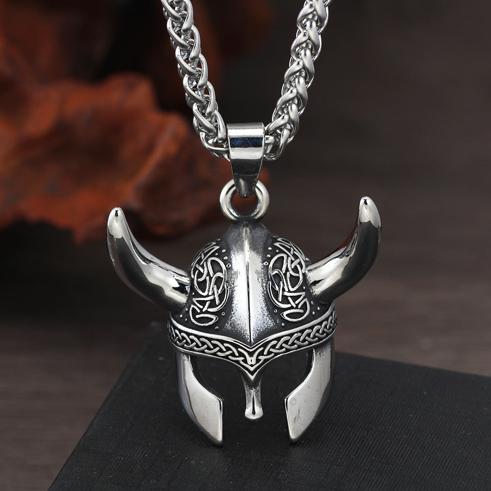 Vintage Warrior Helmet Pendant Necklace